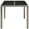 vidaXL Garden Table with Glass Top Grey 90x90x75 cm Poly Rattan