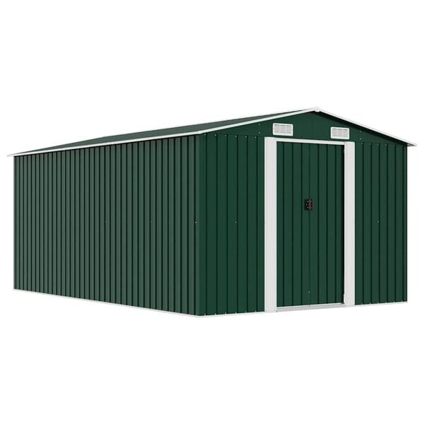 vidaXL Garden Shed 257x392x181 cm Metal Green