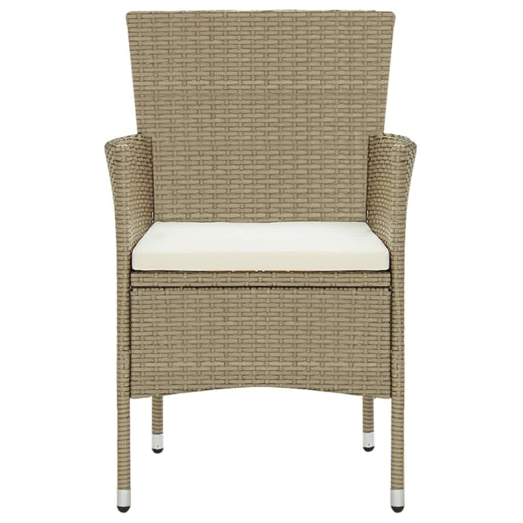 vidaXL 7 Piece Garden Dining Set with Cushions Poly Rattan Beige