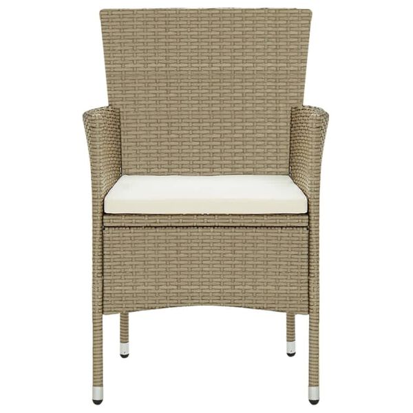vidaXL 7 Piece Garden Dining Set with Cushions Poly Rattan Beige