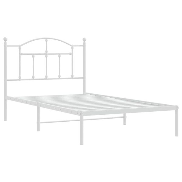 vidaXL Metal Bed Frame without Mattress with Headboard White 100x190cm