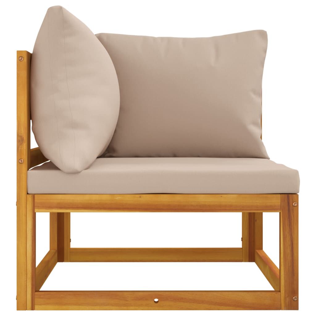 vidaXL Sectional Corner Sofa with Taupe Cushions Solid Wood Acacia