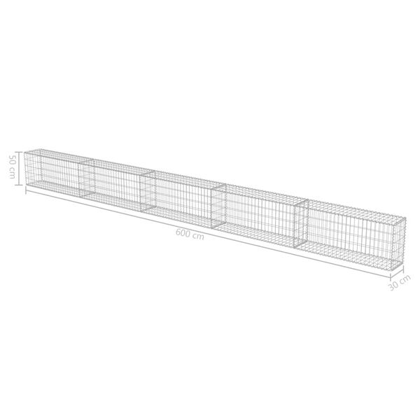 vidaXL Gabion Wall with Covers Galvanised Steel 600x30x50 cm