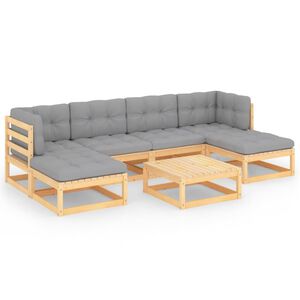 vidaXL 7 Piece Garden Lounge Set with Cushions Solid Pinewood