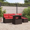 vidaXL Garden Sofa Set with Cushion 6 pcs Brown Poly rattan
