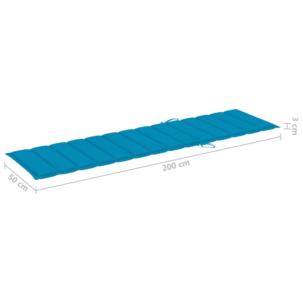 vidaXL Sun Lounger with Blue Cushion Solid Teak Wood