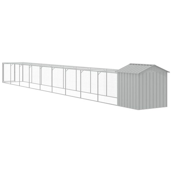 vidaXL Chicken Cage with Run Light Grey 117x1017x123 cm Galvanised Steel