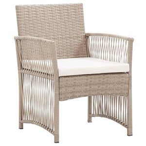 vidaXL Garden Armchairs with Cushions 2 pcs Beige Poly Rattan