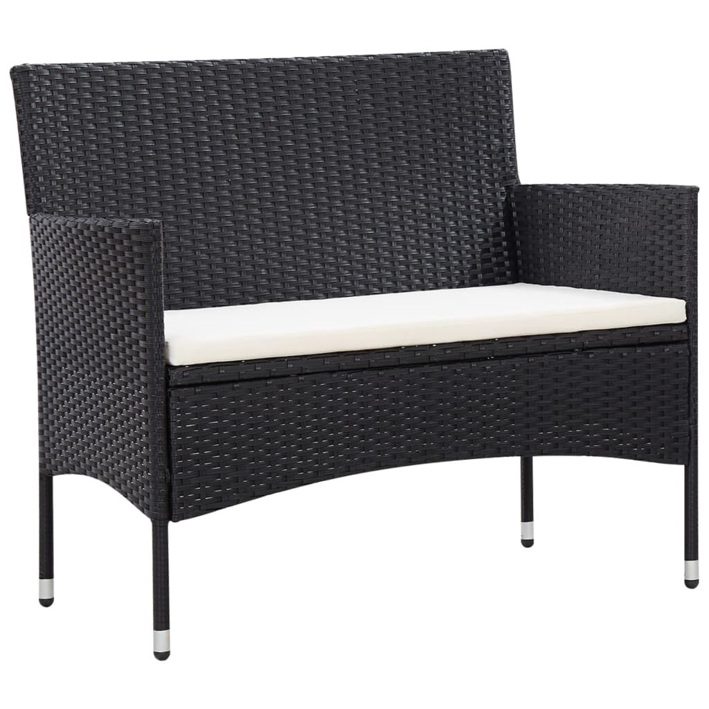 vidaXL 5 Piece Garden Lounge Set With Cushions Poly Rattan Black
