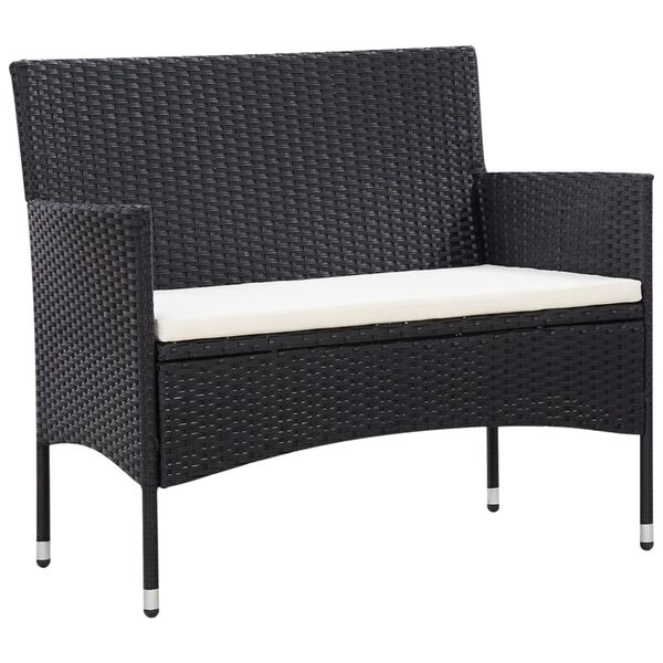 vidaXL 5 Piece Garden Lounge Set With Cushions Poly Rattan Black