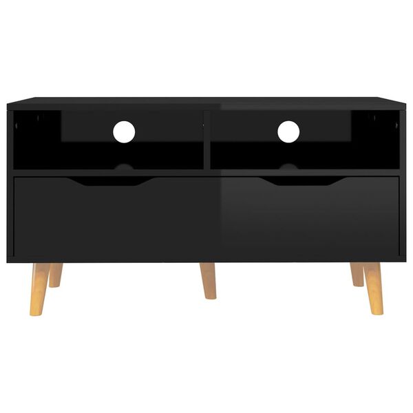vidaXL TV Cabinet High Gloss Black 90x40x48.5 cm Engineered Wood