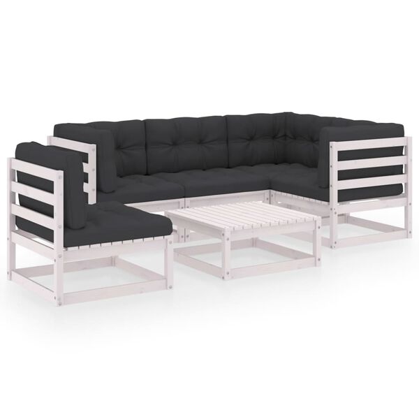 vidaXL 6 Piece Garden Lounge Set with Cushions Solid Pinewood