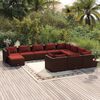 vidaXL 11 Piece Garden Lounge Set with Cushions Poly Rattan Brown