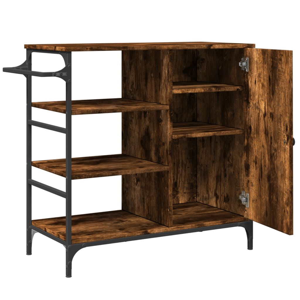 vidaXL Kitchen Trolley Smoked Oak 87.5x38.5x84.5 cm Engineered Wood