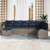 vidaXL Sofa Set with Cushion Manual 8 pcs Grey and Navy Poly Rattan