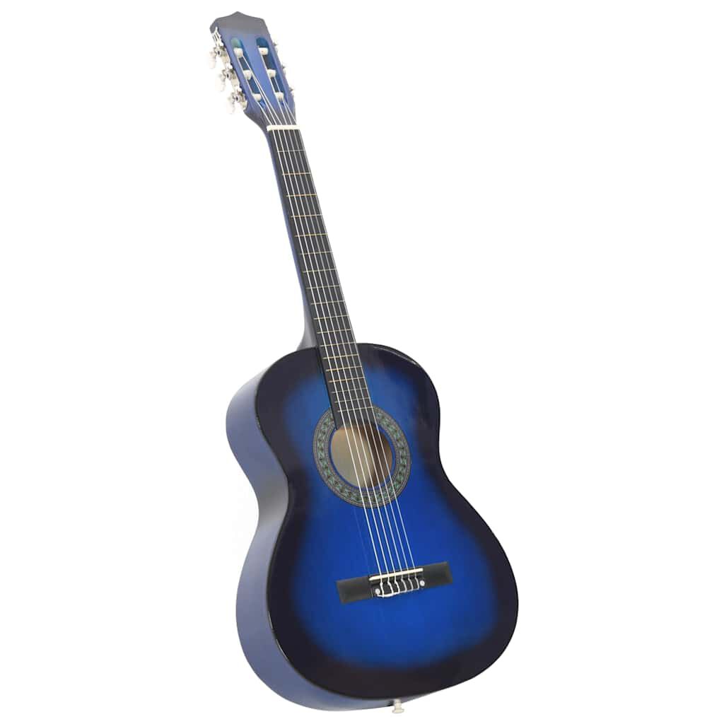vidaXL 8 Piece Classical Guitar Beginner Set Blue 3/4 36"