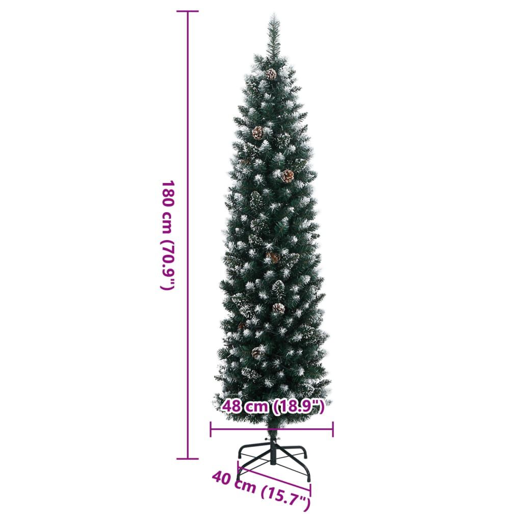 vidaXL Artificial Slim Christmas Tree 300 LEDs 180 cm