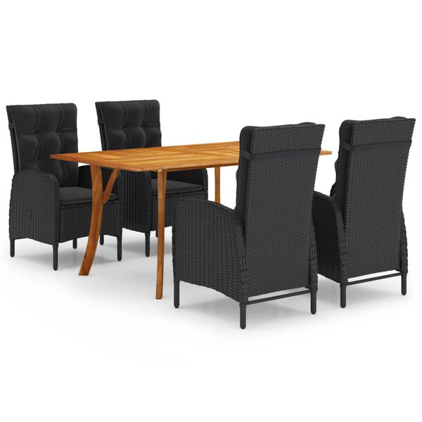 vidaXL 5 Piece Garden Dining Set Black