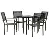 vidaXL 5 Piece Garden Dining Set Black Steel and Textilene