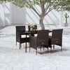 vidaXL 5 Piece Garden Dining Set with Cushions Black