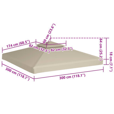 vidaXL Gazebo Cover Canopy Replacement 310 g / m² Beige 3 x 3 m