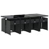 vidaXL 9 Piece Garden Dining Set with Cushions Black Poly Rattan