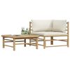 vidaXL 2 Piece Garden Lounge Set with Cream White Cushions Bamboo