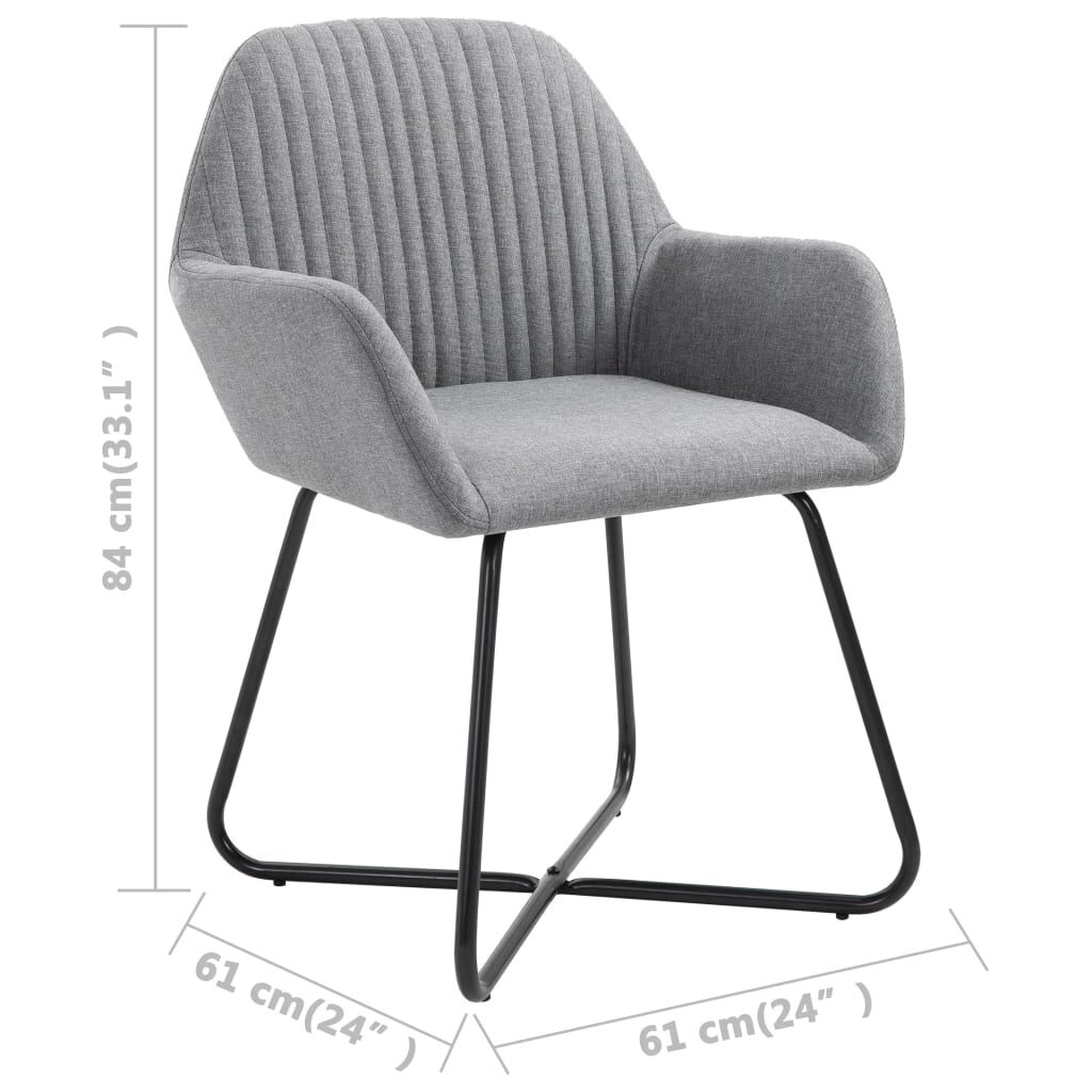 vidaXL Dining Chairs 2 pcs Light Grey Fabric