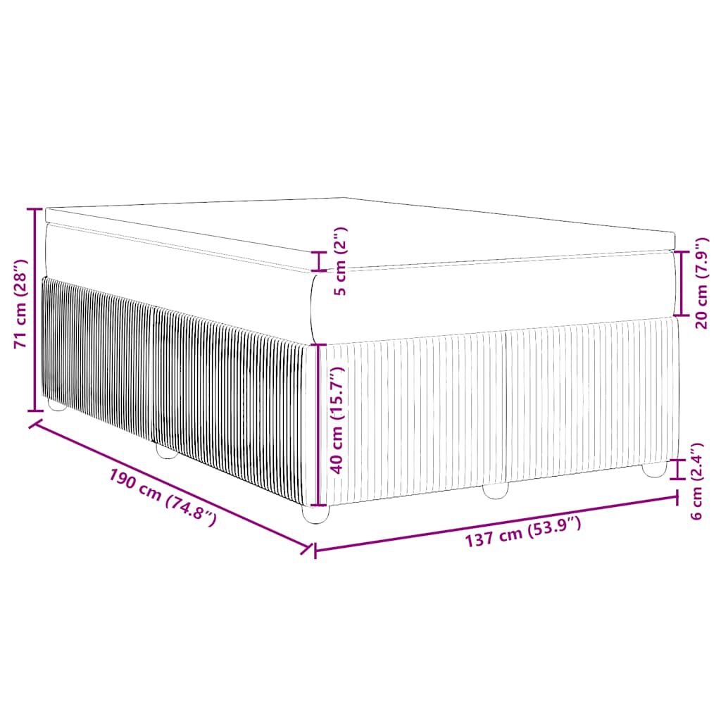 vidaXL Box Spring Bed with Mattress Light Grey Full Velvet