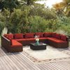 vidaXL 10 Piece Garden Lounge Set with Cushions Poly Rattan Brown