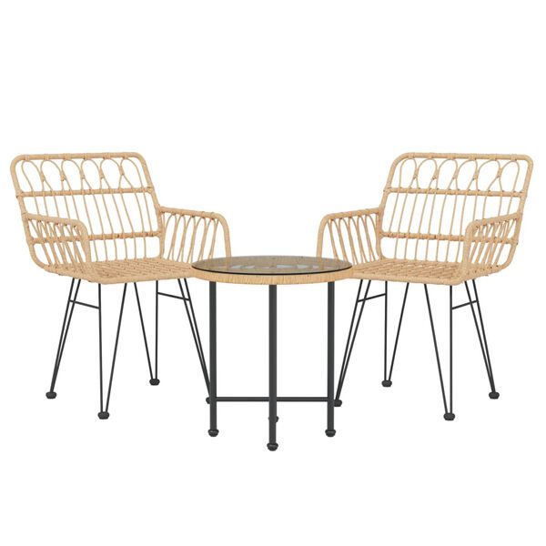 vidaXL 3 Piece Garden Dining Set Poly Rattan
