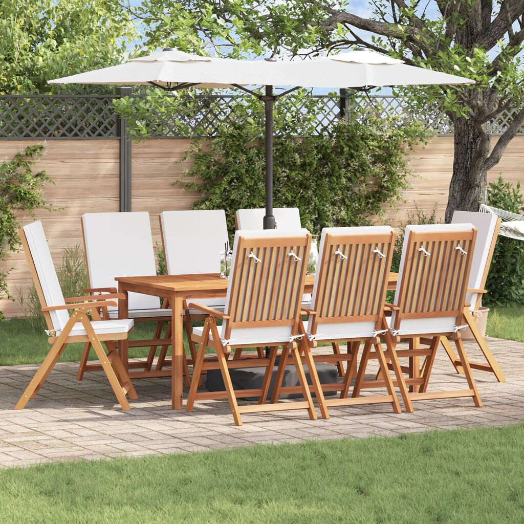 vidaXL Reclining Garden Chairs with Cushions 8 pcs Solid Teak Wood
