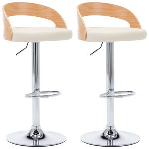 vidaXL Bar Stools 2 pcs Cream Faux Leather and Bentwood