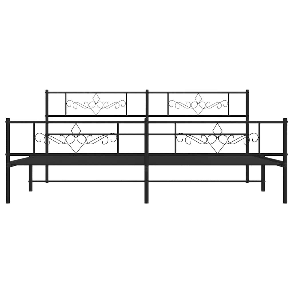 vidaXL Metal Bed Frame without Mattress with Footboard Black 183x213cm