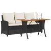 vidaXL Garden Sofa 3-Seater with Cushions&Table Black Poly Rattan