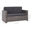 vidaXL 2 Piece Garden Lounge Set with Cushions Poly Rattan Grey