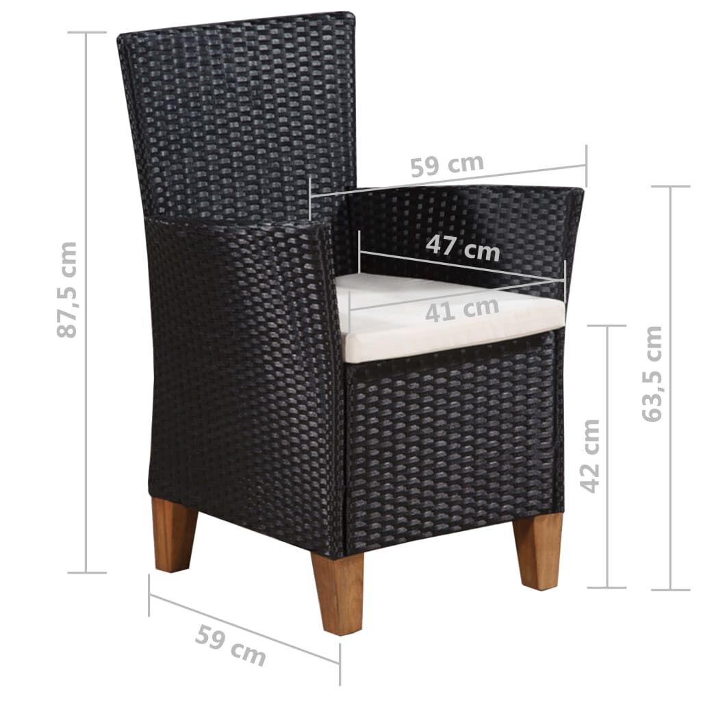 vidaXL 7 Piece Outdoor Dining Set Poly Rattan Black and Brown