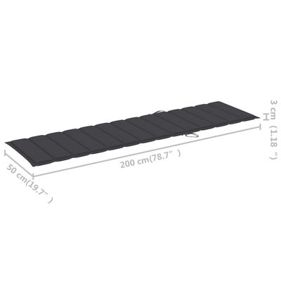 vidaXL Sun Lounger with Anthracite Cushion Solid Teak Wood