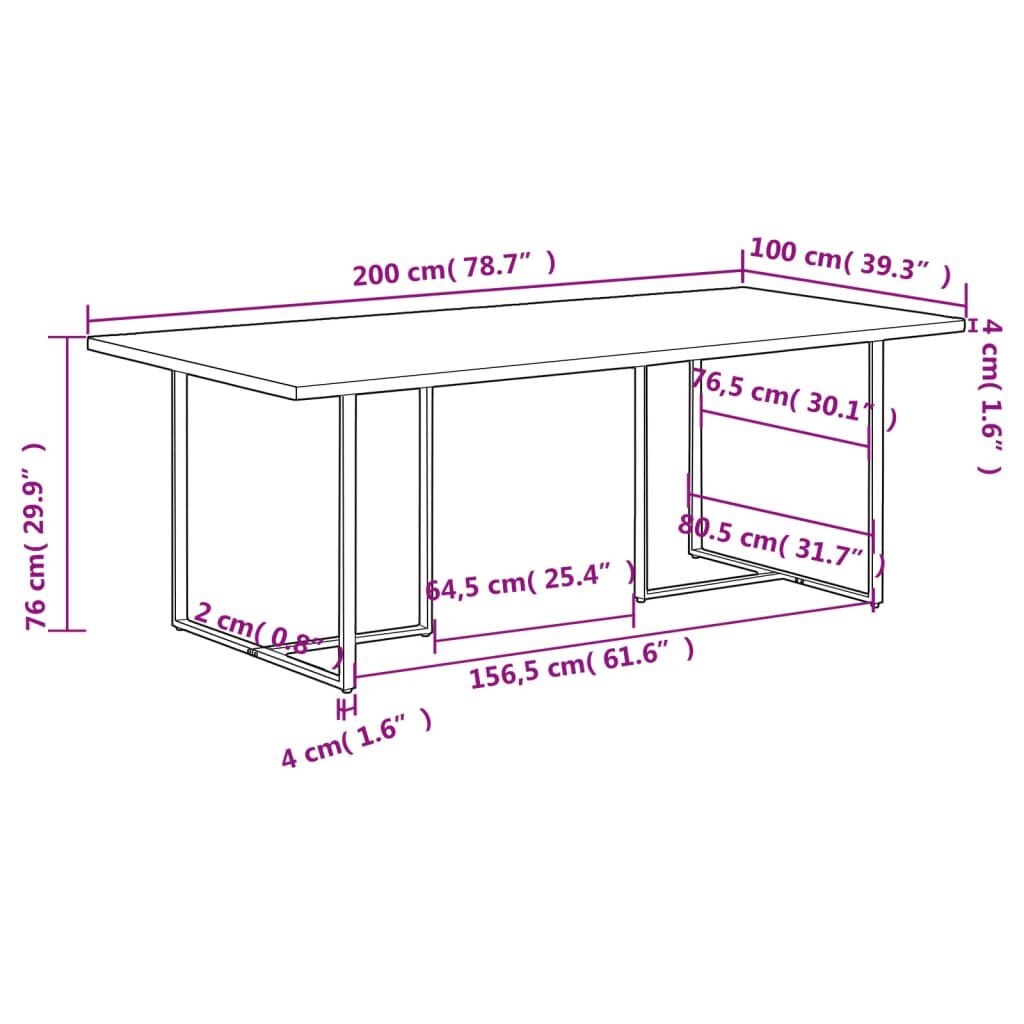 vidaXL Dining Table 200 cm Solid Reclaimed Wood