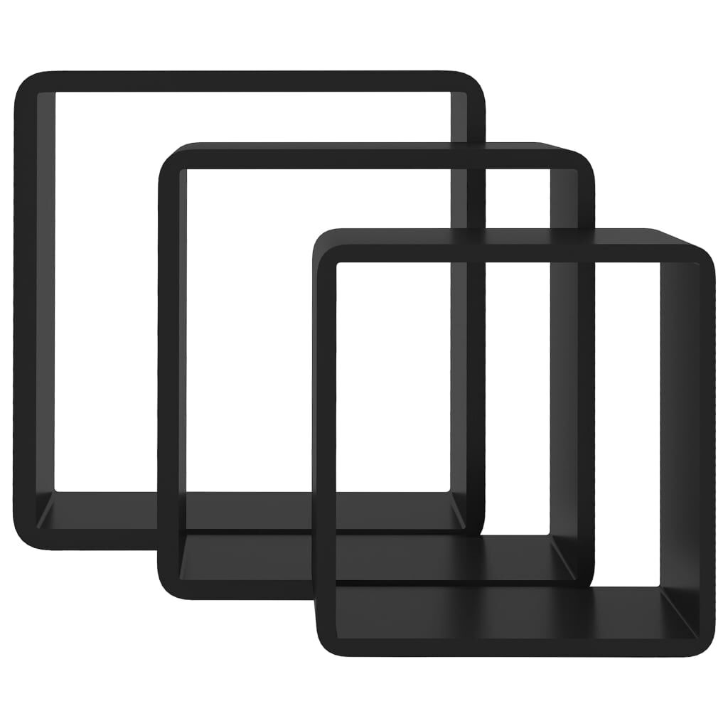 vidaXL Wall Cube Shelves 3 pcs Black MDF