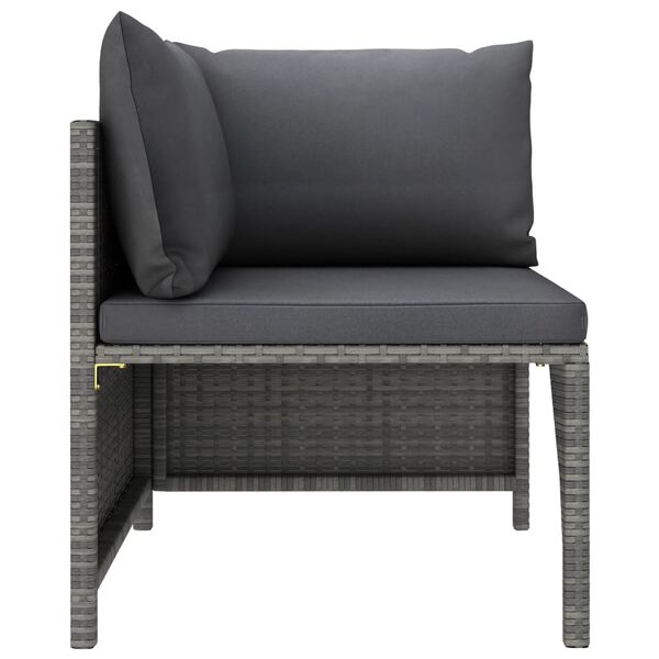 vidaXL 5 Piece Garden Sofa Set with Cushions Grey Poly Rattan
