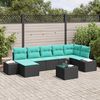 vidaXL Garden Sofa Set 7 pcs Black and Turquoise Poly Rattan
