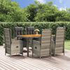 vidaXL 7 Piece Garden Dining Set with Cushions Grey Poly Rattan
