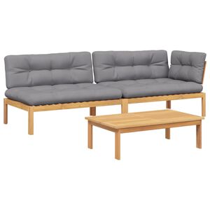 vidaXL 3 Piece Garden Pallet Sofa Set with Cushions Solid Wood Acacia