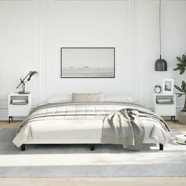 vidaXL Bed Frame without Mattress White 193x203 cm King Faux Leather