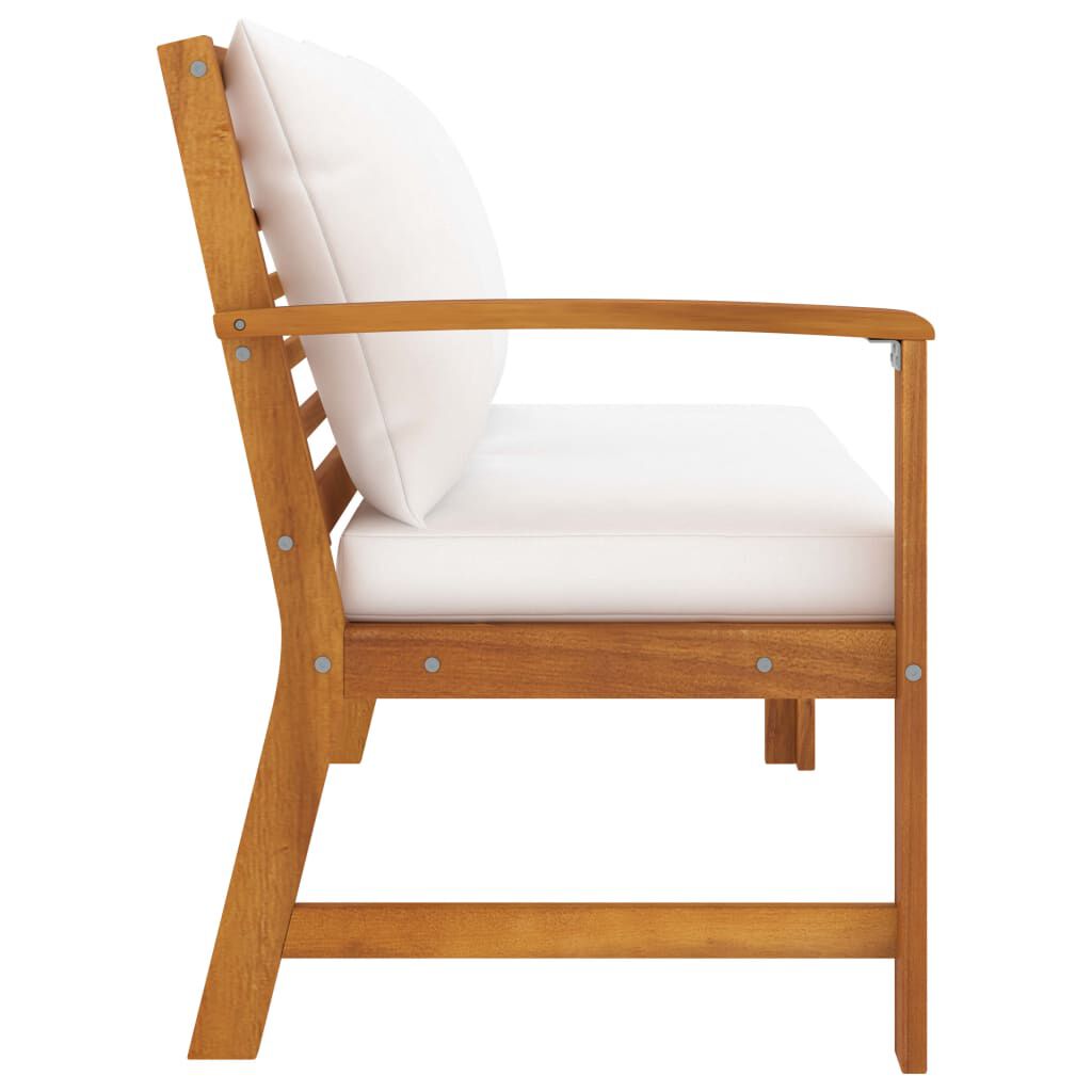 vidaXL Garden Bench 114.5 cm with Cream Cushion Solid Acacia Wood