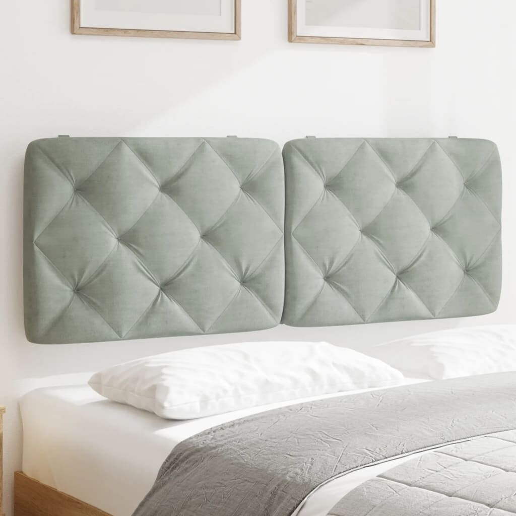 vidaXL Headboard Cushion Light Grey 137 cm Velvet