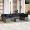 vidaXL Garden Sofa Set with Cushion 11 pcs Grey Poly Rattan