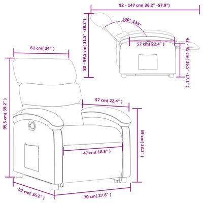 vidaXL Stand up Recliner Chair Cream Fabric