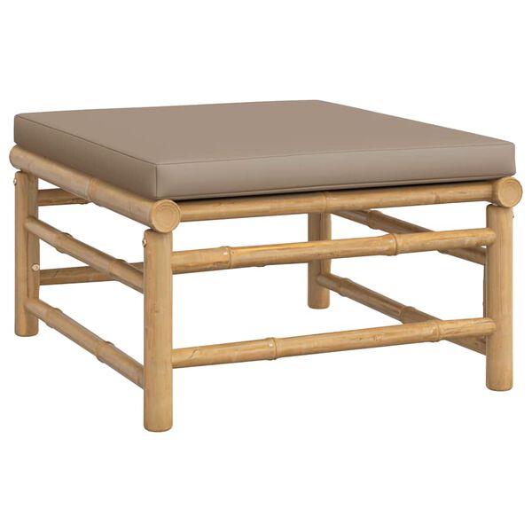 vidaXL 3 Piece Garden Lounge Set with Taupe Cushions Bamboo